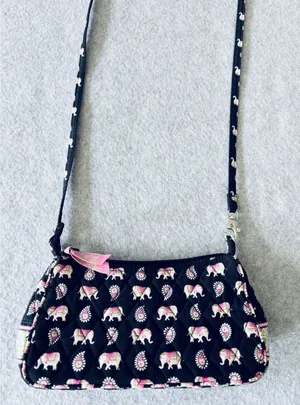 Vera Bradley Pink Elephants Retired Convertible Shoulder Crossbody Handbag Purse thumbnail 1