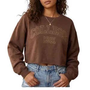 Garage Brown College Crop Sweatshirt Cozy Retro Oversized XS Athletic thumbnail 1