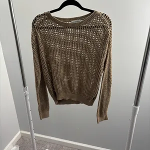 Calvin Klein Jeans Cotton Open-Stitch Tan Sweater thumbnail 2