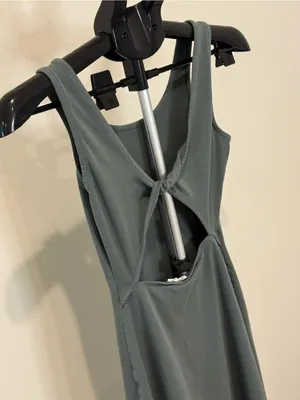 Tentree Organic Cotton Twist-Back Cutout Tank Dress XS Gray Green thumbnail 7