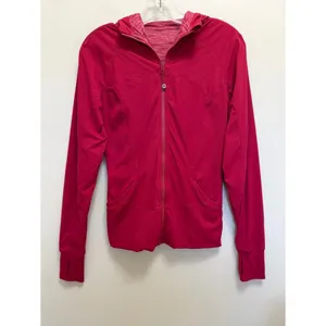 Lululemon In Flux Jacket Reversible Full Zipper Hooded in Cranberry Red Size 6 thumbnail 4