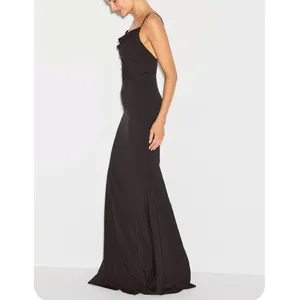 Dress The Population Black Gown MEDIUM Maxi Cowl Mermaid Formal Designer $200 thumbnail 2