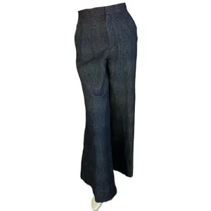 Free People Wool Blend Dark Gray Speckled Wide Leg Snap Button Hem Trousers (12) thumbnail 3
