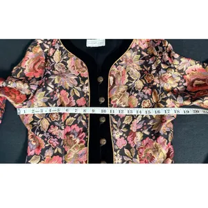 Vintage 80s Scott McClintock Floral Brocade Velvet Evening Jacket Gold Approx M thumbnail 9