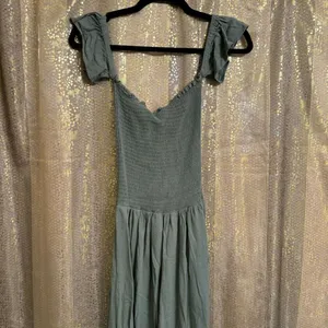Young, Fabulous & Broke Olive Green Smocked Faux Wrap Maxi Dress Small thumbnail 2