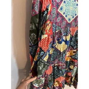 Ces femme Women Small Artsy Folksy Bohemian Patchwork Colorful Fall Chic Dress thumbnail 7