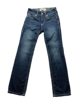 Ariat REAL Denim Mid Rise Straight Leg Jeans Womens Medium Wash Blue Size 27S thumbnail 1