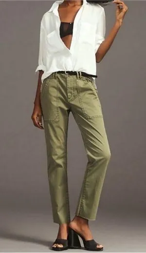 Anthropologie Pilcro Utility Slim Straight Leg Pants olive Green 32 thumbnail 1