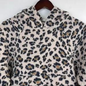 American Eagle Outfitters Animal Print Leopard Sherpa Fleece Hoodie Sweatshirt thumbnail 4