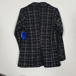 Apt. 9 Black Silver Metallic‎ Plaid Blazer Stretch XS Office Party Festive Holiday Glam thumbnail 3