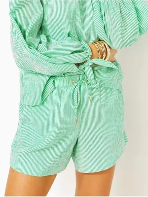 Lilly Pulitzer Croix High Rise Shorts Spearmint Harbor Stripe Size XL thumbnail 1