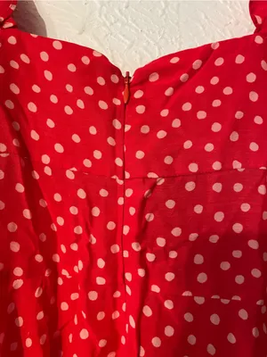 For Love & Lemons Red Buttoned Polka Dot Ruffle Mini Dress XS thumbnail 5