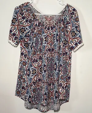 SJS Women’s Short Sleeve‎ Casual Blouse Size Large thumbnail 1