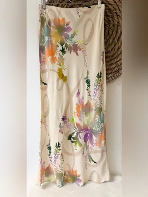 Nwt Anthropologie The Tilda Maxi Slip Skirt Pearl/Nacr Sz Medium thumbnail 2