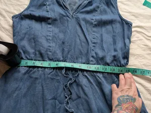 Lands' End Sleeveless Lyocell Tiered Midi Dress Small Blue thumbnail 6