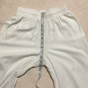 Princess Polly White Linen Blend Wide Leg Elastic Waist Pull On Lined Pants thumbnail 8