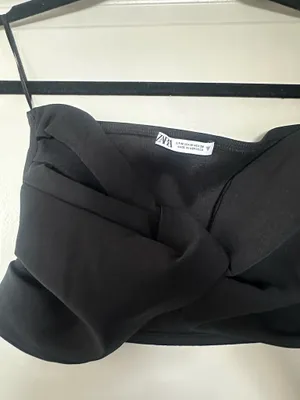 Zara Black Wrap Crop Top thumbnail 3