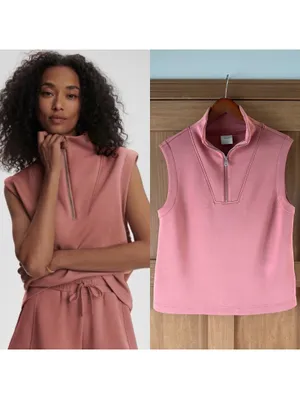 NWOT Varley DoubleSoft Magnolia 2.0 Half-Zip Tank in Canyon Rose Women’s Medium thumbnail 2