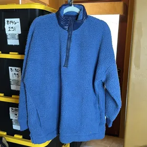 NWT Aerie Dream Sherpa Quarter Zip Pullover Marbled Blue XL Oversized Cozy thumbnail 6