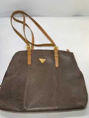 Vtg Jump Boyt Brown Pebbled Faux Leather Tote Purse Shoulder Bag Map Print⁠ thumbnail 1