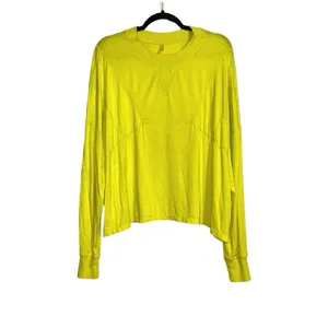 Free People Movement Runner Up Long Sleeve Neon Yellow Shirt XS in Margarita thumbnail 4