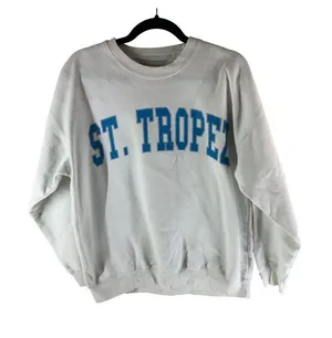 Vintage Havana St. Tropez White Crewneck Sweatshirt With Blue Lettering thumbnail 1