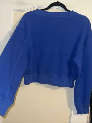Rag & Bone Royal Blue Vintage Terry Crewneck Sweatshirt Cropped thumbnail 2