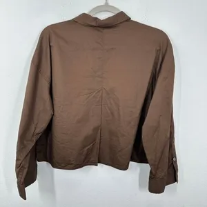 Everlane Brown Cotton Poplin Cropped Button‎ Up Shirt Contemporary Minimalist thumbnail 7