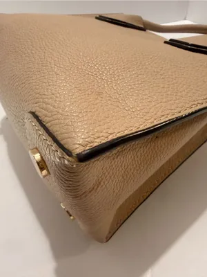 Michael Kors Mercer Small Pebbled Leather Satchel Crossbody Beige Gold thumbnail 9
