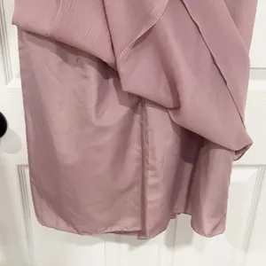 NWT David’s Bridal Formal Mauve Chiffon Ruched Strapless Size 12 Mini Dress thumbnail 4