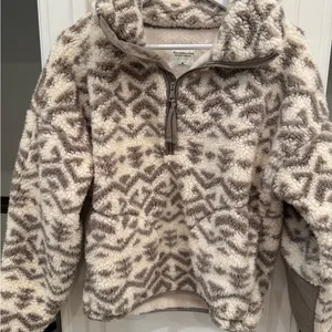 Abercrombie & Fitch Sherpa Half Zip Pullover Aztec Print Gray Hoodie M thumbnail 2