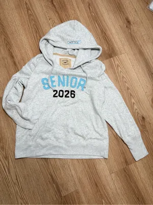 Hollister Women's Senior 2026 Hoodie XL Gray Chenille Patch Pullover thumbnail 2