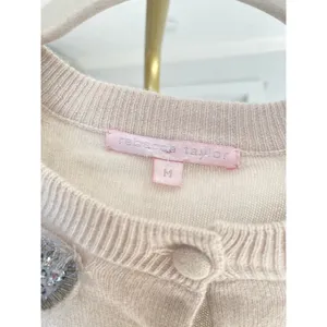 Rebecca Taylor Angora Wool Cashmere Cardigan Rhinestone Peter Pan Quiet Luxury M thumbnail 5