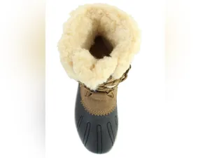 PAWZ Brown and Black Faux-Fur Lined Lace-Up Winter Rain Boot Size 10 thumbnail 2