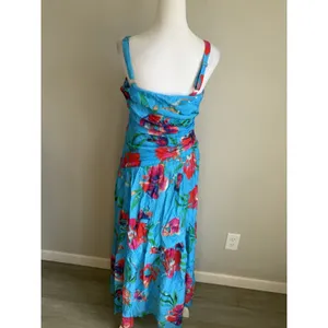 Zarr Collection Taylor Asymmetrical Drop Waist Blue Floral Maxi Dress Womens 8 thumbnail 4