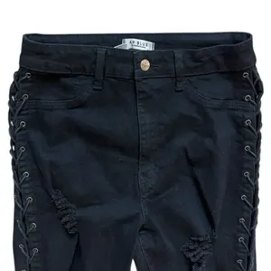 Womens AP Blue by Aphrodite Jeans Distressed Flare Leg Lace Up Jeans Sz 11 thumbnail 2