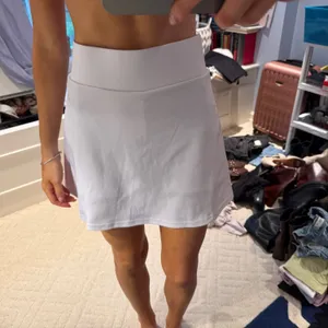 White Foldover Tennis Skirt High Waisted Athletic Skirt thumbnail 1