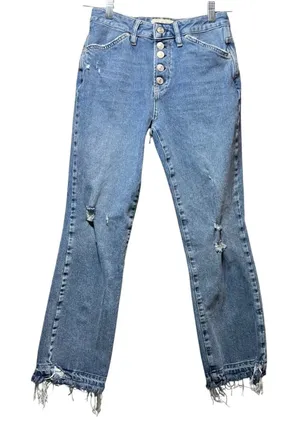 We The Free 27 Distressed Denim Jeans Frayed Hem Button Fly‎ Light Wash thumbnail 1