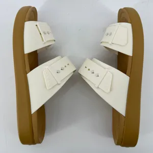 Crocs Brooklyn Buckle Low Wedge Sandal White Tan Women 6 Slip On Flip Flop New thumbnail 7