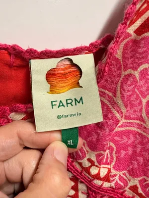 Farm Rio Red Summer Sunrise Maxi Dress 100% linen XL thumbnail 6