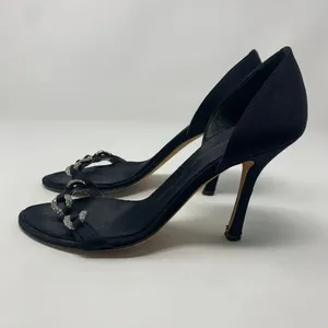 Giuseppe Zanotti Black Silk Sandals‎ w/ Rhinestones thumbnail 9