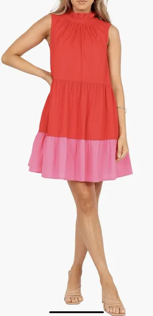 Petal And Pup Bradshaw Color block Tiered Cotton Shift Dress Size Large thumbnail 1