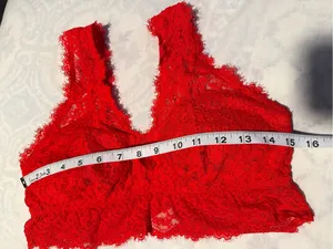aerie Red Lace Longline Bralette size L thumbnail 11
