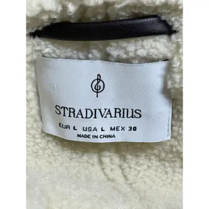 Stradivarius Women's Brown Fleece Sherpa Hoodie Full Zip Faux Leather Jacket L thumbnail 6
