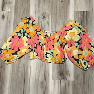 Billabong Sun City Floral Cropped Top Women’s Medium thumbnail 2