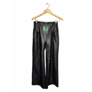 Halara Faux Leather Wide Leg Pants Womens Medium Black High Rise Pockets NWT thumbnail 2