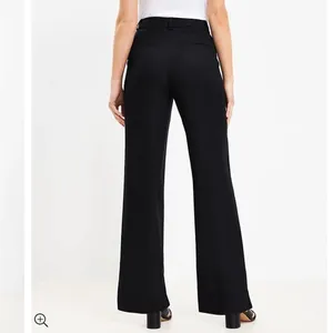 Loft Womens Black Lyocell Pleated Wide Leg Trousers Pants Sz 8 542 thumbnail 2