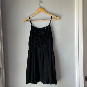 Silk Ruffle Mini Dress Black Size M thumbnail 2