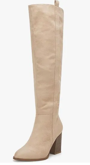 Tall Suede Heeled Boots Tan Size 9 thumbnail 1