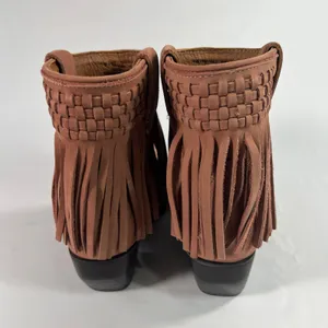 Frye Women's Sacha Short‎ Fringe Nubuck Leather Bootie in Rose Cake Size 6B Boho thumbnail 9